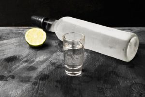vodka shot and bottle